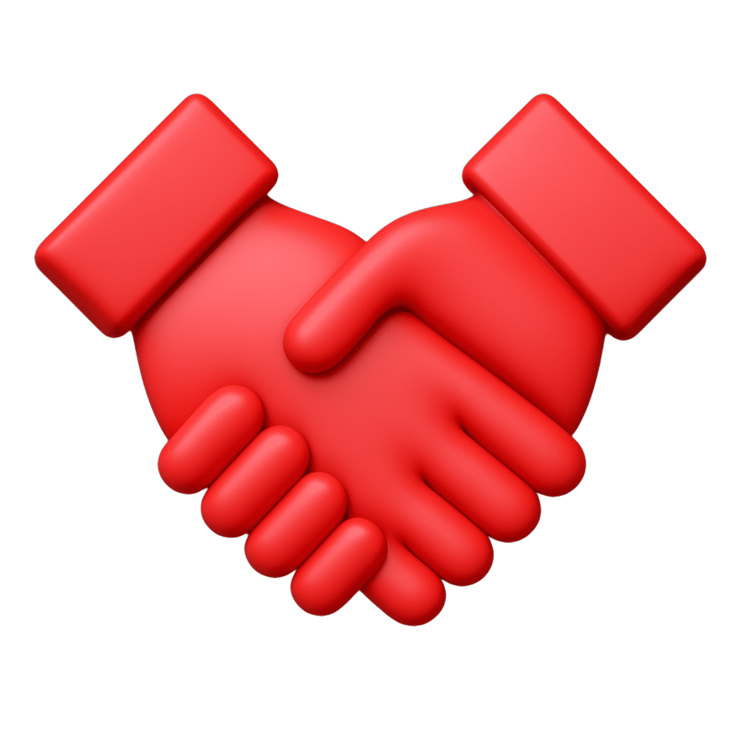 Close-up of two red hands shaking, representing trust in used car transactions.